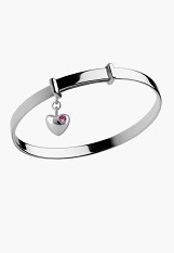 nice petite silver heart charm October birthstone baby bracelet